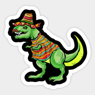 T-Rex Dinosaur With Sombrero And Poncho - Coinco Sticker